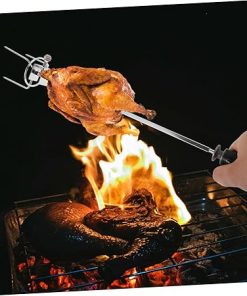 BESPORTBLE 3 Sets Practical Stainless Steel Roasting Fork Bbq Spit Rod Rotating Fork for Chicken Home Kitchen Bbq Accessory 2