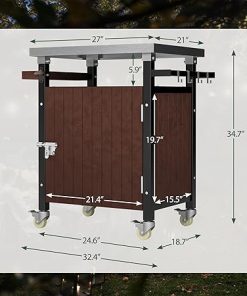 Outdoor Grill Cart with Stainless Steel Top, Storage, and Wheels for Cooking and Entertaining 2