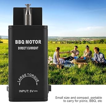 DC 5V BBQ Roast Rotisserie Grill Motor Roaster Barbecue Tool Accessories with USB Cable Black 2 DC 5V BBQ Roast Rotisserie Grill Motor Roaster Barbecue Tool Accessories with USB Cable Black - Image 2