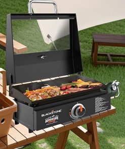 Upgraded Griddle Lid for Blackstone 17 Inch 1650 Gas Tabletop Griddle, Flat Top Hinged Hood Lid with Clear View Window and Handle Replacement Parts for Blackstone Tabletop 5010 Grill Hard Cover 2