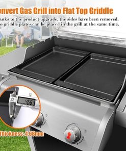 GRISUN Cast Iron Griddle for Weber Spirit 300, Spirit II 300 Series Gas Grills, Genesis Silver B/C, Grill Griddle Insert, Replacement Parts for Weber 7658, Heavy-Duty, 1 Pack 2