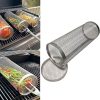 Stainless Steel Barbecue Cooking Grill Grate, Rolling Grill Basket BBQ Accessories,Grill Baskets for Outdoor Grill,Barbecue Stainless Steel Wire Mesh Cylinder,Portable Outdoor Camping BBQ Ra