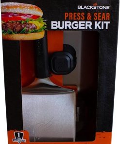 Blackstone 5462 Hamburger Kit (3 Piece) – Metal Flipper Spatula Turner, Basting Cover & Hamburger Press Patty Stainless Steel Burger Maker Set for Bacon, Steak–Griddle Accessories for Grilling, Black 2