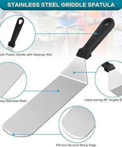 Leonyo Griddle Accessories Set of 25, Heavy Duty Stainless Steel Grill Griddle Metal Spatulas for Cast Iron Flat Top Teppanyaki Hibachi Cooking, Burger Press, 2 Melting Domes 2