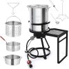 Bonnlo 30QT Turkey Fryer & 10QT Fish Fryer with 55,000 BTU Propane Burner, Outdoor Seafood & Crawfish Boiler with Steamer Basket & Thermometer, Ideal for Crawfish, Crab, Shrimp Boiling and Deep Frying