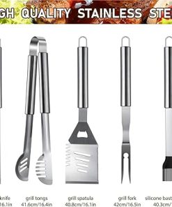 Barbecue Tool Sets 34Pcs BBQ Grill Tools Set Stainless Steel Grilling Accessories with Spatula Tongs Skewers for Barbecue Camping for Barbecue 2