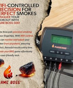 Smart BBQ Smoker Temperature Controller with Patented Variable Speed Fan, Flame Boss 500 Kamado WiFi with 2 Probes for Big Green Egg, Kamado Joe 2