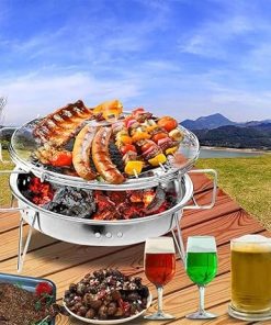Mini BBQ Grill Stainless Steel BBQ Grill Folding Barbecue Accessories Portable Kitchen Cooking Tools for Outdoor Camping 2