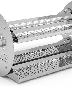 onlyfire 18 inch Round Tumble Rotisserie Basket Cooking Accessory，Stainless Steel BBQ Grill Rotisserie Rotating Trays Fits for 1/2" & 3/8" Hexagon,3/8" & 5/16" Square Spit Rods
