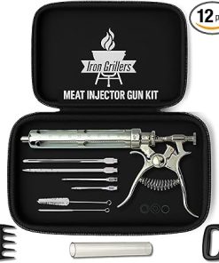 PRO Series v2 - Marinade Meat Injector Gun Kit for Smoking & Grilling Turkey, Brisket & BBQ - Large 2 Oz Glass Barrel with Metal Protective Case, BPA-Free, No Leaks or Clogs - Built to Last