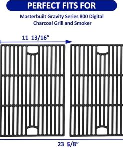 SafBbcue Cast Iron Cooking Grates for Masterbuilt Gravity Series 800 Digital Charcoal Grill and Smoker, Grill Grate Replacement for Gravity Series 800, 2-Pack 2