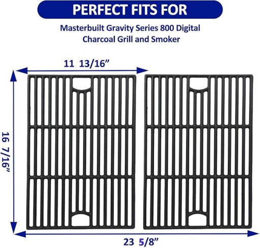 SafBbcue Cast Iron Cooking Grates for Masterbuilt Gravity Series 800 Digital Charcoal Grill and Smoker, Grill Grate Replacement for Gravity Series 800, 2-Pack - Image 2