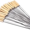 20Pcs/Set Barbecue Skewer Wooden Handle Stainless Steel Kebab Skewer Stick Outdoor Camping Kitchen Tools Accessories Grill Accessories,Gripper