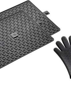 ZWILLING BBQ+ 3-pc Silicone Grill Mat & Heat Resistant Gloves Set