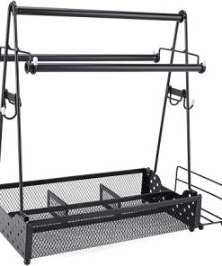 Topyond BBQ Condiment Holder Paper Towel Organizer,Metal Mesh Storage Caddy for Outdoor Grilling, Picnic, Camping,Essential BBQ Accessories for RV