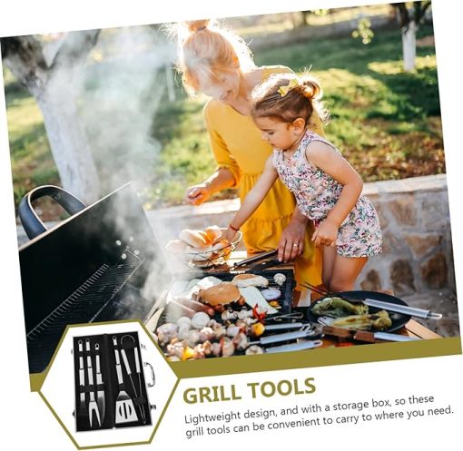Outdoor BBQ Grill Tools Set 12pc Stainless Steel BBQ Utensil Kit Grill Set Camping Tools - Image 2