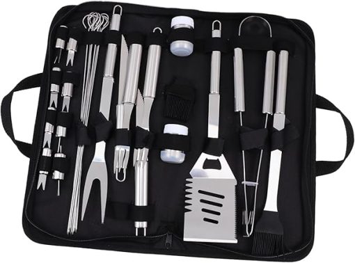 Outdoor Barbecue Tools Grilling Set BBQ Utensils Kit Stainless Steel Grill Kit for Outdoor Grill Includes Fork Cutter Brush Shovel