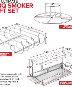 Modern Innovations Grill Racks, Chicken Leg Rack Drumstick Holder, Beer Can Chicken Holder Butt Stand, BBQ Smoke Rib Rack, Smoker Accessories Gifts For Men, Smoking and Grilling Gift Set 2