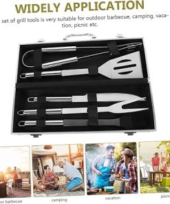 1 Set Stainless Steel Grill Tool with Case BBQ Accessories for Outdoor Grilling Ergonomic Design Lightweight Durable for Barbecue Parties and Camping 2