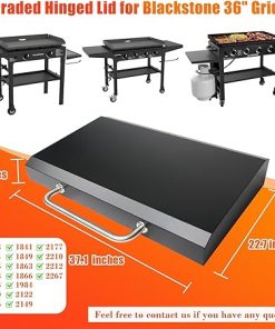 Grisun Griddle Lid for Blackstone 36″ Griddle, Hinged Lid Hard Cover Hood, Powder-coated Steel Flat Top Lid for Blackstone 1554,1818,1825, 1841,1866, Grill Lid for Blackstone Accessories 2
