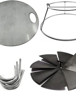 Hunsaker 14" & 14.5" WSM Upgrade Value Pack- Rib Hanger - 6 Meat Hooks - Flat Top Griddle Plate - Vortex Heat Deflector Made in USA