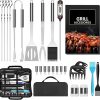 Outdoor Portable BBQ Tool Set Grill Accessories with Case for Camping Picnics and Outdoor Cooking 4