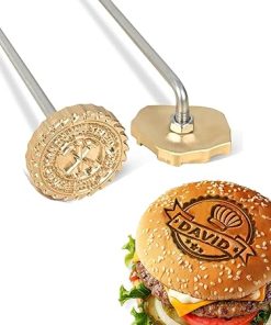Custom Branding Iron for Burger - Personalized Burning Stamp with Your Own Design for Coconut, Cake, Grilling & Baking Accessories (2 Inch)