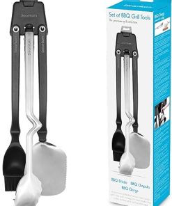 Dreamfarm Premium & Durable Barbecue Set with BBQ Brizzle, Clongs, Chopula, & Magnetic Utensil Holder - Stainless Steel