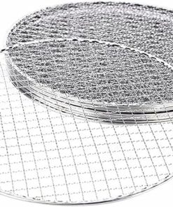 BBQ 5 Pcs Round BBQ Net Barbecue Grill Mesh Cooling Rack Steel Baking Rack Camping Outdoor Mesh Wire Net Accessories(28CM)