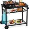 BSARTE Grill Table Folding Stand fit Ninja Woodfire Outdoor OG700, OG800 and OG900 Series Grills with Side Table & Tissue Holder, Metal Stand Solid and Sturdy 3