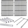 Hongso Grill Grates Flavorizer Bars and Burner Tube Kit Bundle for Weber Spirit 300 Series E S 310 320 (2013-2017) with Front Mounted Control Panels