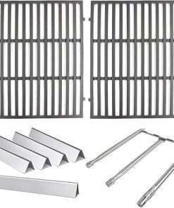 Hongso Grill Grates Flavorizer Bars and Burner Tube Kit Bundle for Weber Spirit 300 Series E S 310 320 (2013-2017) with Front Mounted Control Panels