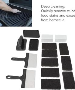 Griddle Cleaning Kit, Oil Besmirch Removal Flat Top Grill Accessories Cleaner Tool, Multifunctional Grill Cleaning Kit with Anti Hot Handle (15Pcs) 2