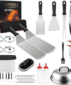 30PCS Griddle Accessories Kit, Flat Top Grill Accessories for Blackstone and Camp Chef, Griddle Accessories with Spatula, Basting Cover, Egg Rings for Outdoor BBQ, Camping, Teppanyaki