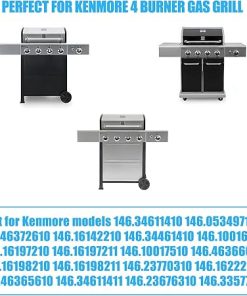 Grill Replacement Parts Kit for Kenmore 4 Burner 146.46365610 146.23678310 146.46372610 146.34611410 146.34611411 146.10017510 146.23679310 146.46366610 Cast Iron Cooking Grates and Heat Plates 2