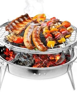 s Mini BBQ Stainless Steel BBQ Folding Barbecue Accessories Portable Kitchen Cooking Tools for Outdoor Camping 2