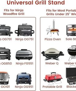Outdoor Portable Grill Table Cart for Ninja Woodfire- OG701 OG850 OG951, 51in Large Foldable Grill Stand for Ninja Blackstone, Weber, with Paper Towel Holder and J-hooks 2