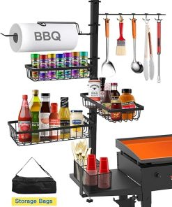 Griddle Caddy for Blackstone Griddle Accessories, BBQ Grill Caddy with Paper Towel Holder, Outdoor Kitchen Accessories for Camper, Grill Accessories Organizer, Picnic Utensil Condiment Caddy