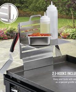 Chef Master Adjustable Griddle Shelf Flattop Side Shelf Griddle Tool & Utensil Storage, BBQ Tool Grilling Accessories Organizer, Condiment Holder for Outdoor BBQ Grilling, 16.5×11.5×1.5″, 90260 2