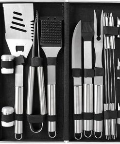 SEFAX 19Pcs Stainless Steel Grill Accessories, Portable Complete BBQ Tools Set for Men, Professional Grill Tools Set for Camping/Backyard Barbecue