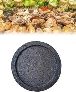 Redondo Comal De Piedra Volcánica Para Asar Carne, Volcanic Stone Comal with Edge Bundle Volcanic Stone, Tabletop Grilling Stones Craftsmanship, For BBQ Cooking Meat (25cm)