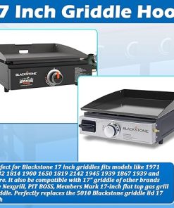 Upgraded Hinged Lid for Blackstone 17 Inch Griddle Grill, Powder Coated Steel Hard Cover Hood with Thermometer Accessories for 17″ Blackstone Models 1971 1832 1814 1900 1650 1819 2142 1945 1939 1867 2