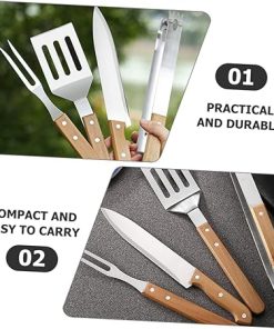BESPORTBLE 3 Sets Grill Scraper BBQ Tool Kit Accessories Outdoor Grill Fork Tong Stainless Steel BBQ Tools 2