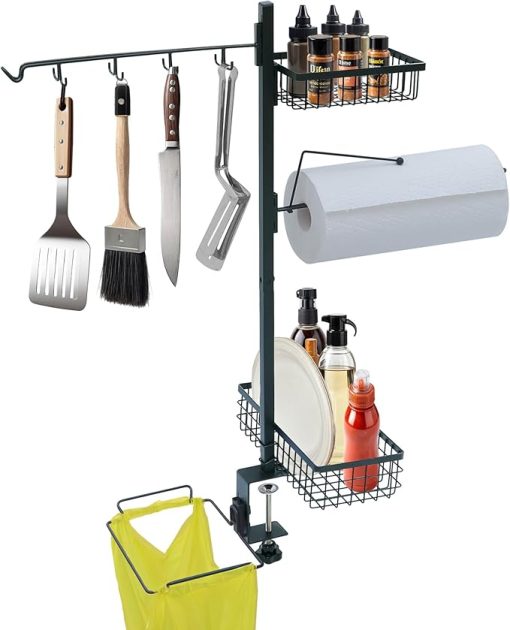 5-in-1 Griddle Caddy for Blackstone - Grill Organizer with Paper Towel Holder for Camping Outdoor Kitchen Cooking Tools & Accessories Storage, Fathers Day Grilling BBQ Smoker Accessories Gifts for Men