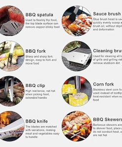 Barbecue Tool Set 26pcs BBQ Grill Tool Set for Men Heavy Duty Stainless Steel Grill Utensils Set Grilling Accessories Kit with Aluminum Case for Barbecue Indoor Outdoor 2