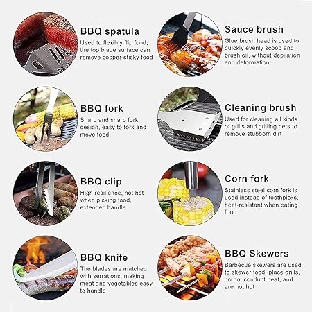 Barbecue Tool Set 26pcs BBQ Grill Tool Set for Men Heavy Duty Stainless Steel Grill Utensils Set Grilling Accessories Kit with Aluminum Case for Barbecue Indoor Outdoor 2 Barbecue Tool Set 26pcs BBQ Grill Tool Set for Men Heavy Duty Stainless Steel Grill Utensils Set Grilling Accessories Kit with Aluminum Case for Barbecue Indoor Outdoor - Image 2