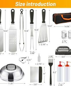 Griddle Accessories Kit, 42Pcs Griddle Tool Kit, Stainless Steel Griddle Grill Tools, Grill Spatula Set with Enlarged Spatulas, Hooks and Pot Lids, Grilling Accessories for Outdoor Grill 2