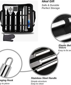 Stainless Steel BBQ Tools Set 11Pcs Barbecue Grilling Accessories Utensil for Outdoor Camping Cooking Tools Kit 2
