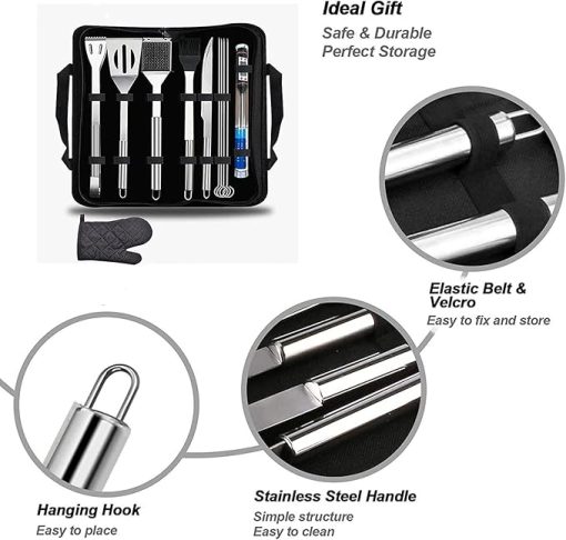 Stainless Steel BBQ Tools Set 11Pcs Barbecue Grilling Accessories Utensil for Outdoor Camping Cooking Tools Kit - Image 2