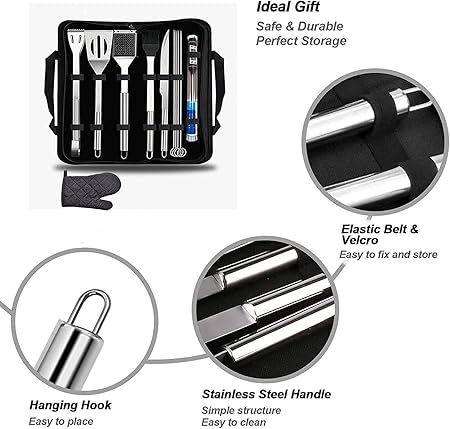 Stainless Steel BBQ Tools Set 11Pcs Barbecue Grilling Accessories Utensil for Outdoor Camping Cooking Tools KitA 2 Stainless Steel BBQ Tools Set 11Pcs Barbecue Grilling Accessories Utensil for Outdoor Camping Cooking Tools KitA - Image 2
